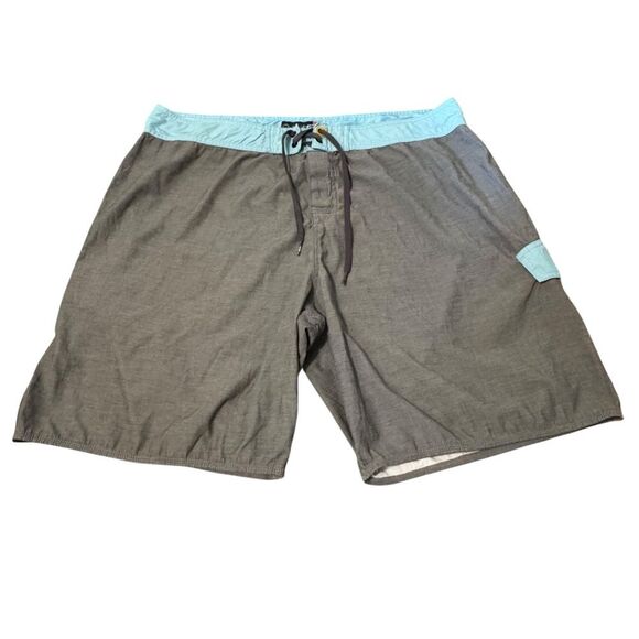 Men's Quiksilver Gray Swimsuit Board Shorts with Blue Accents - Picture 1 of 7